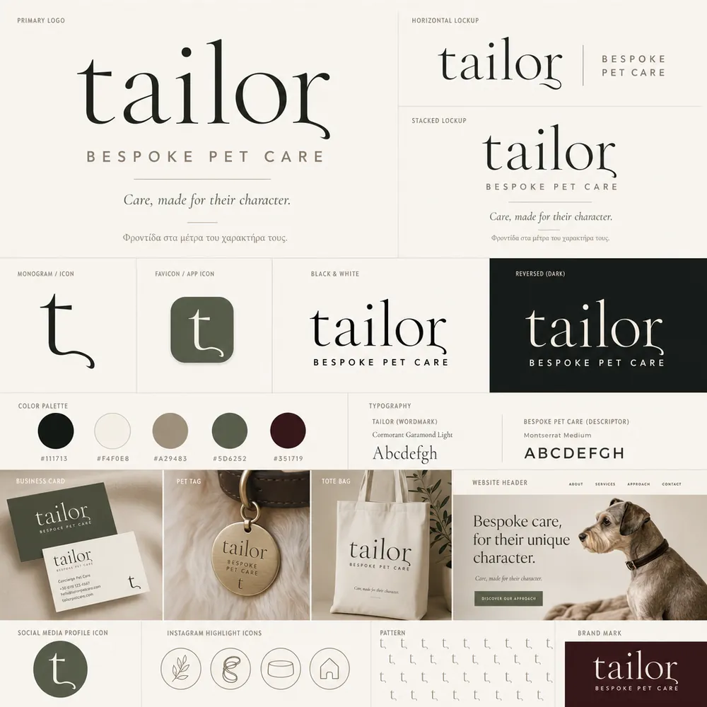 Brand Identity για το tailor, εργασία μαθητή του GR8 Academy